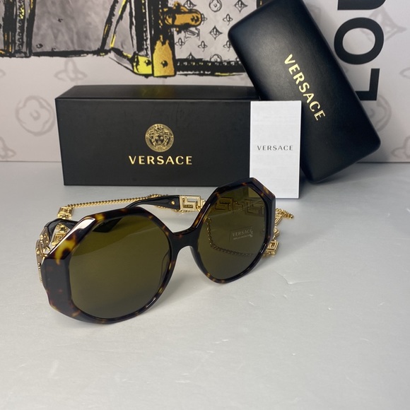 VERSACE Dark Brown Geometric Ladies Sunglasses VE4395 534673 59 - Picture 11 of 14